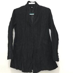 Eileen Fisher Snap Black Long Jacket/Coat Size XS